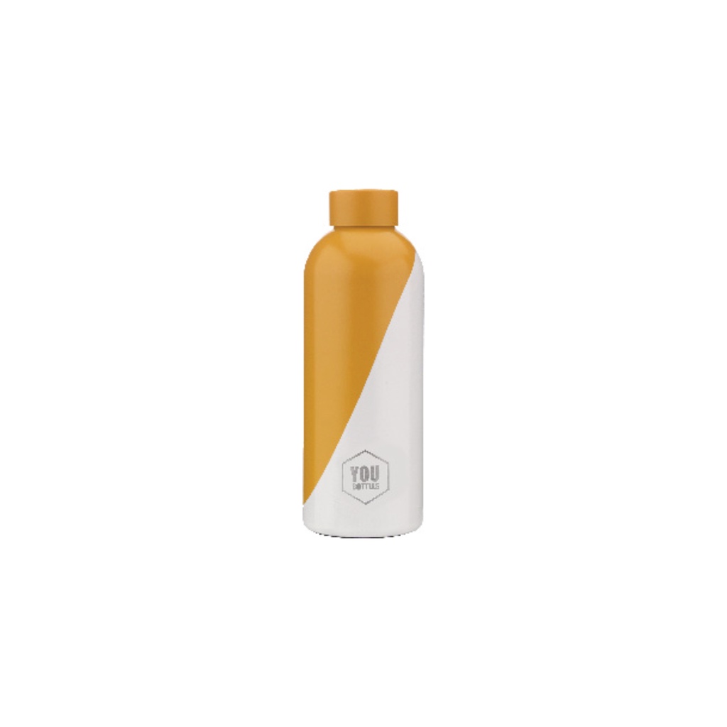 Botella de Acero Inoxidable de 500 ml Dual Color Blanca/Melocotón