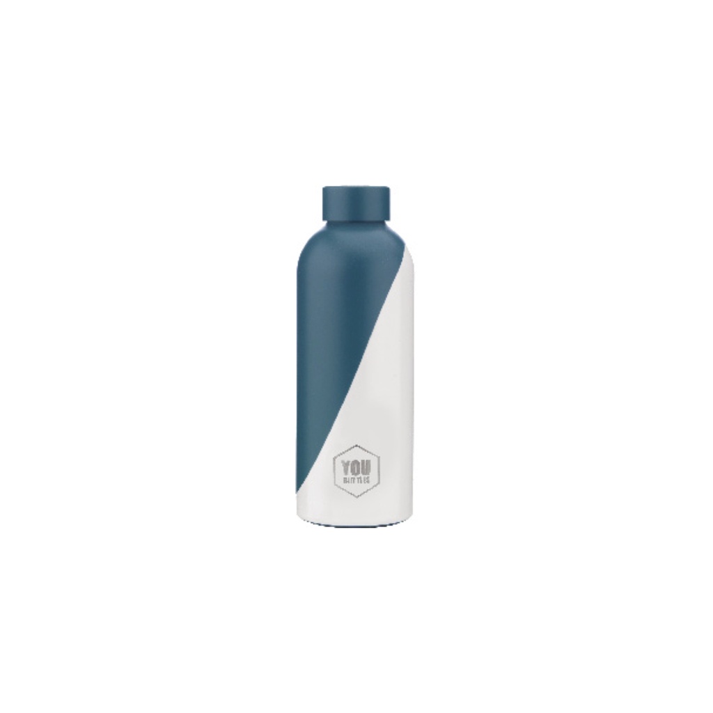 Botella de Acero Inoxidable de 500 ml Dual Color Blanca/Azul Océano