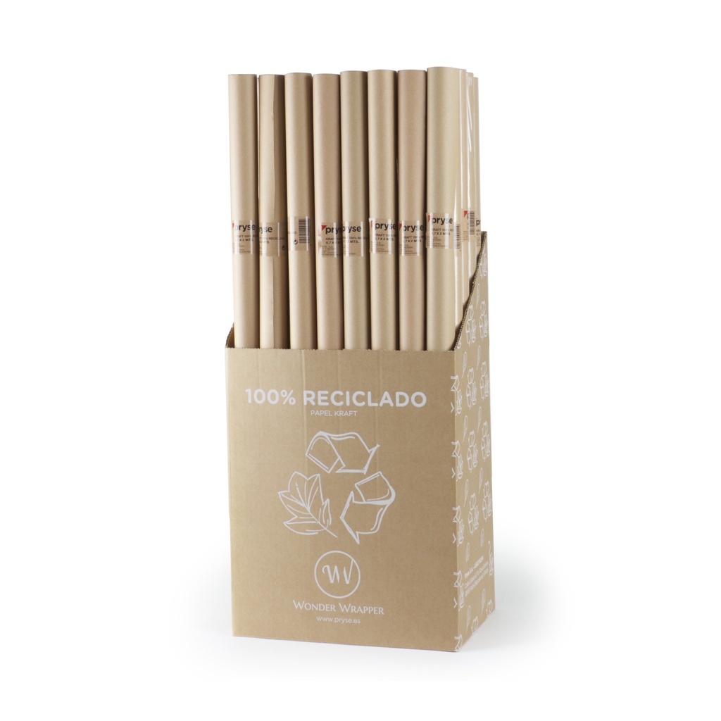 Expositor 50 rollos 0.7 x 2 m papel kraft reciclado