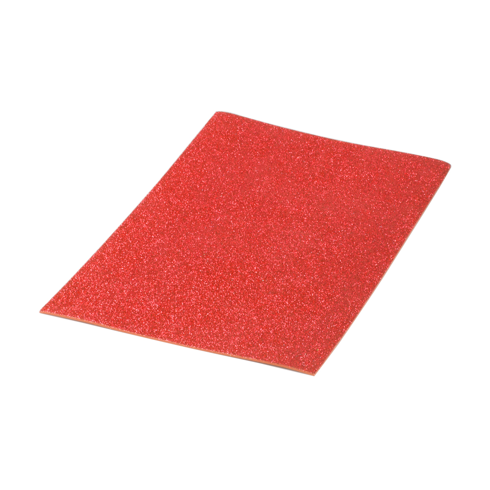 Bolsa 10 láminas EVA purpurina biodegradable 40 x 60 cm roja