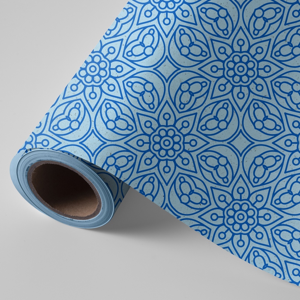Bobina 31 cm 2 kg papel caña de azúcar mandala azul