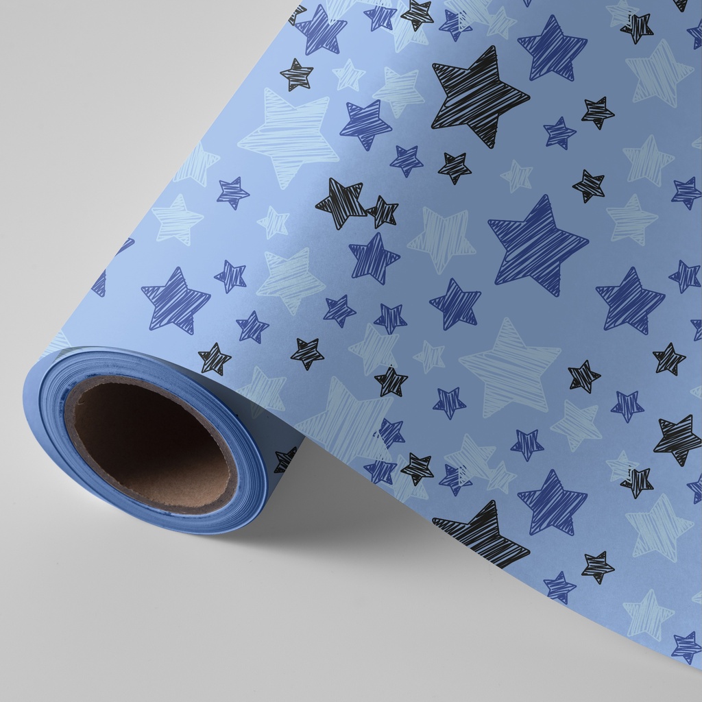 Bobina 62 cm 4 kg navidad azul estrellas