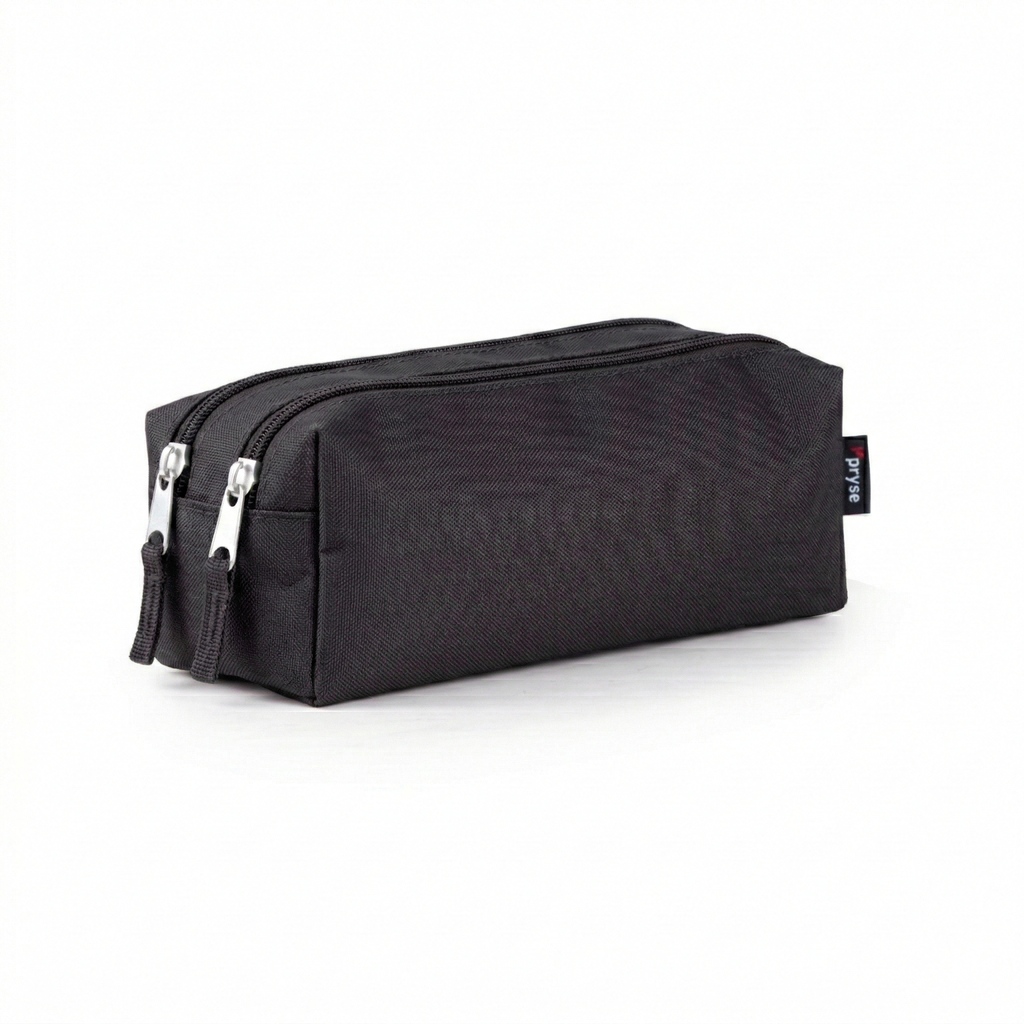 Portatodo cuadrado 2 cremalleras 22.5 x 7.5 x 8 cm Negro