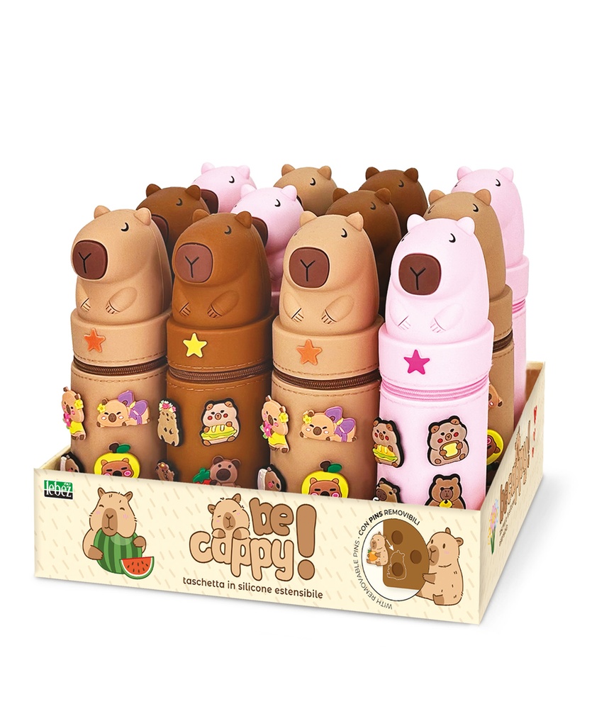Portatodo Capybara personalizable con pins intercambiables