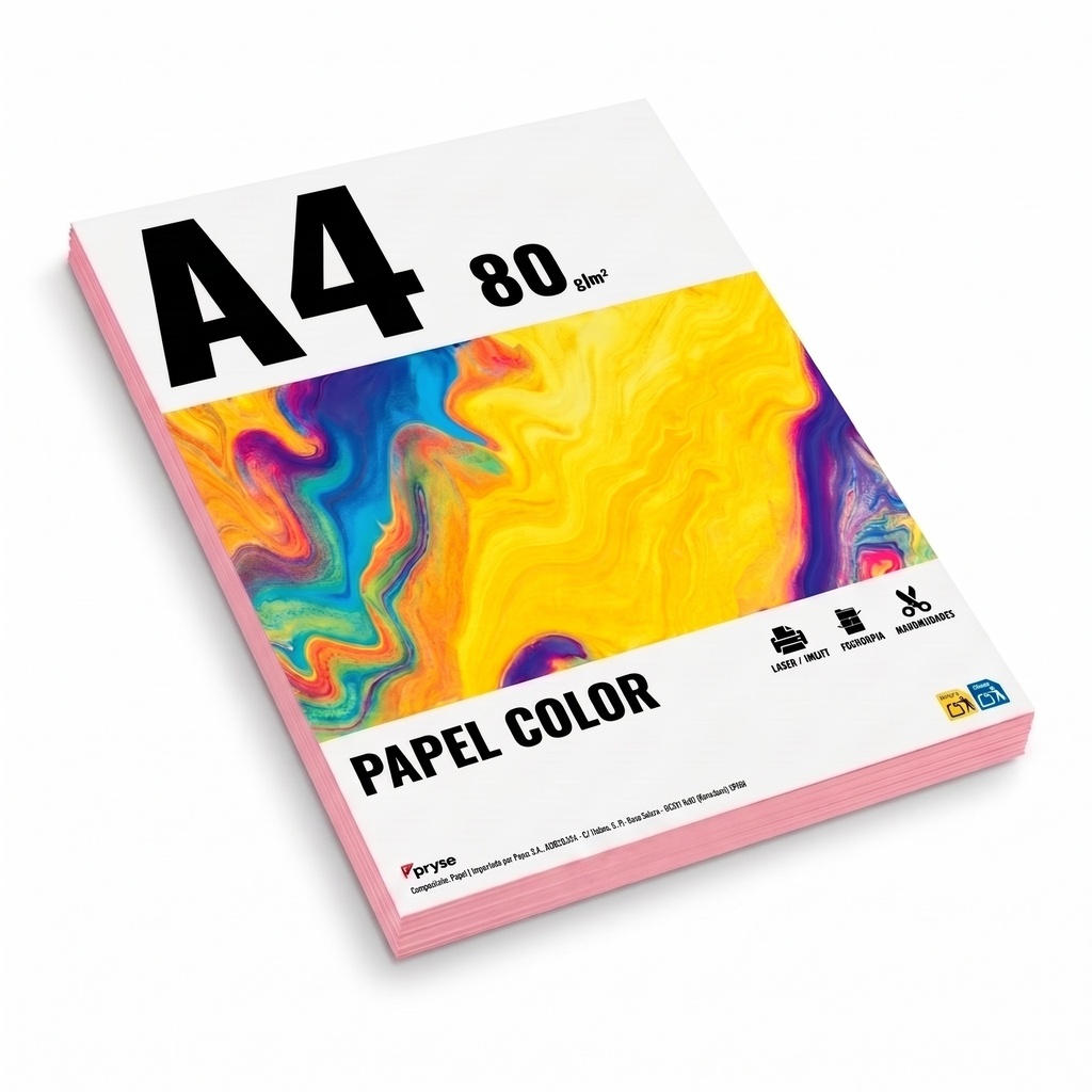 Papel A4 color 80 g/m2 paquete 100 hojas rosa pastel