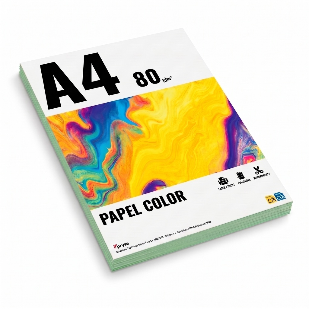 Papel A4 color 80 g/m2 paquete 100 hojas verde pastel