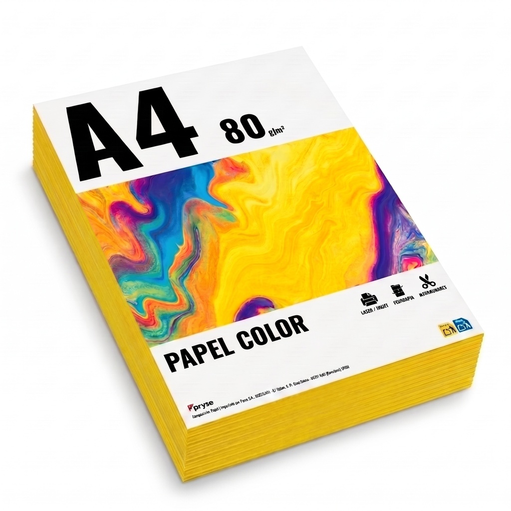 Papel A4 color 80 g/m2 paquete 500 hojas amarillo