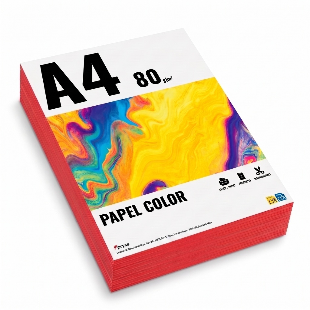 Papel A4 color 80 g/m2 paquete 500 hojas rojo