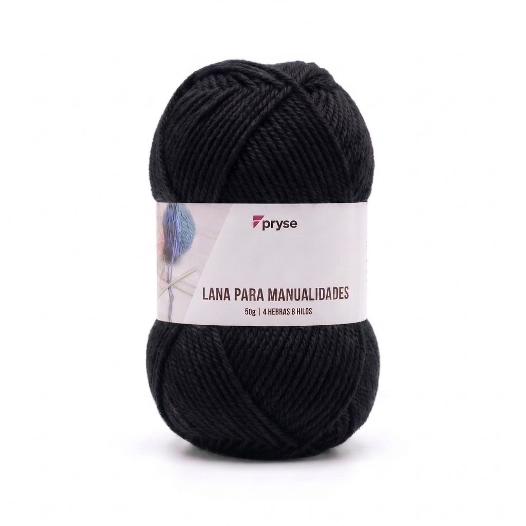 Madeja de lana 50 g de 4 hebras y 8 hilos negro