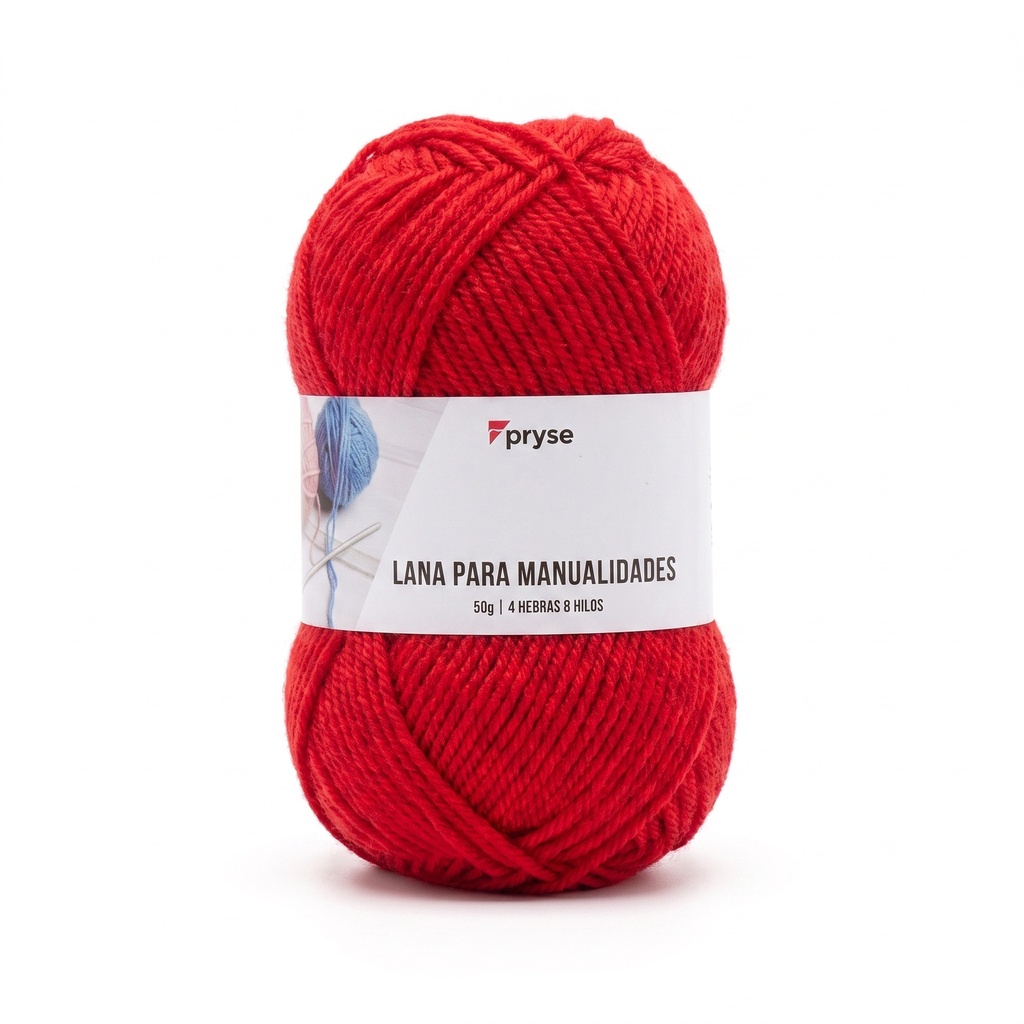Madeja de lana 50 g de 4 hebras y 8 hilos rojo