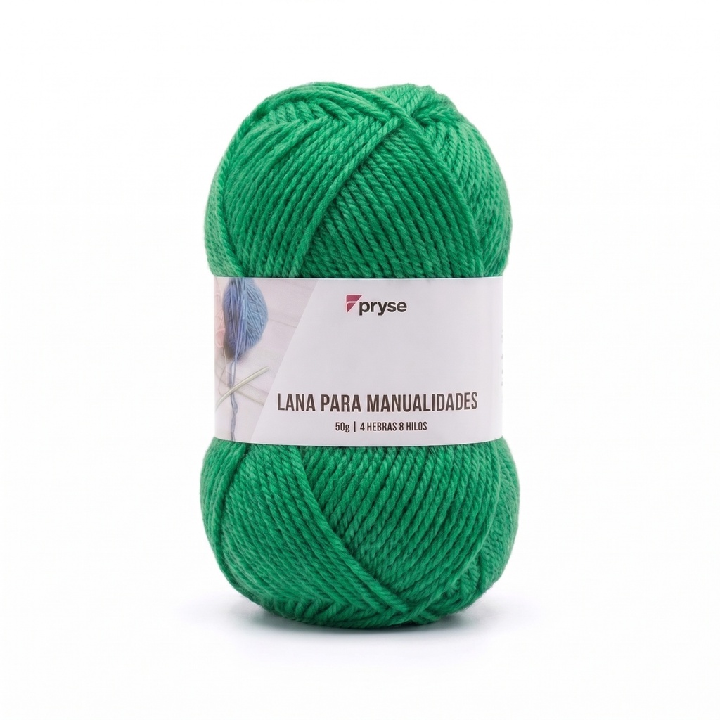 Madeja de lana 50 g de 4 hebras y 8 hilos verde