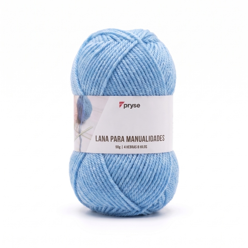 Madeja de lana 50 g de 4 hebras y 8 hilos azul claro