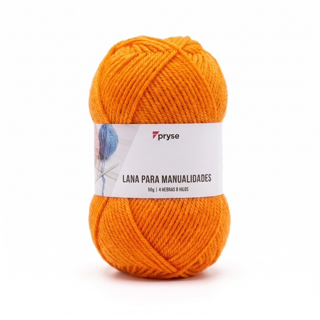 Madeja de lana 50 g de 4 hebras y 8 hilos naranja