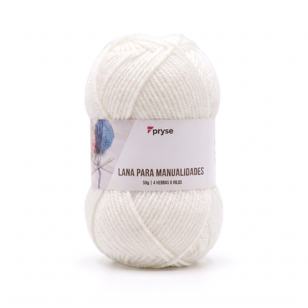 Madeja de lana 50 g de 4 hebras y 8 hilos blanco