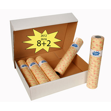 Pack 10 rollos 1000 etiquetas onda 26 x 16 fluor naranja permanente