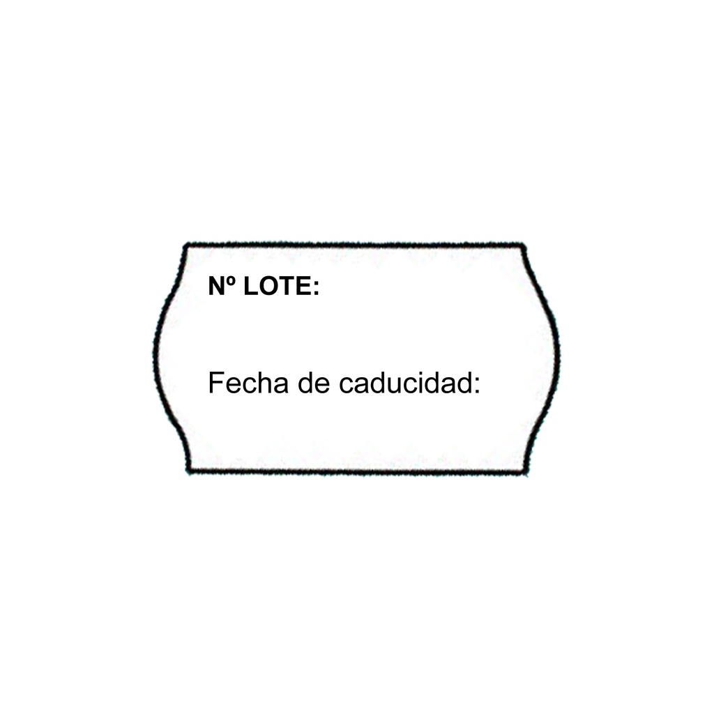Pack 10 rollos 1000 etiquetas onda 26 x 16 blanca permanente impresa: Nº lote: / fecha de caducidad: