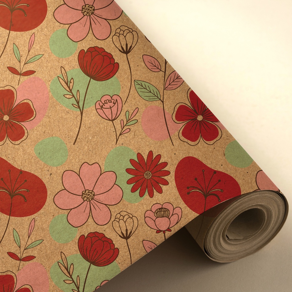 Bobina 31 cm 2 kg kraft 100% reciclado flores