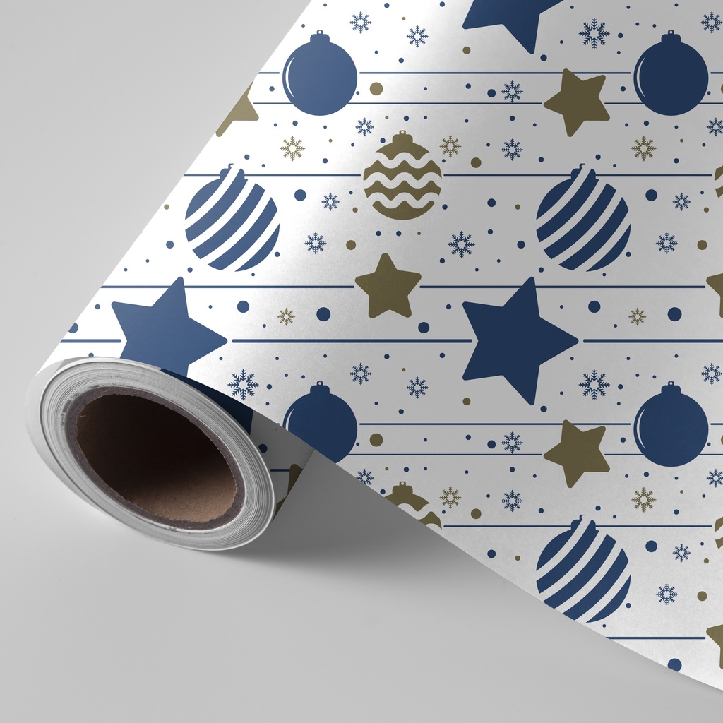 Bobina 62 cm 4 kg navidad estrellas azules