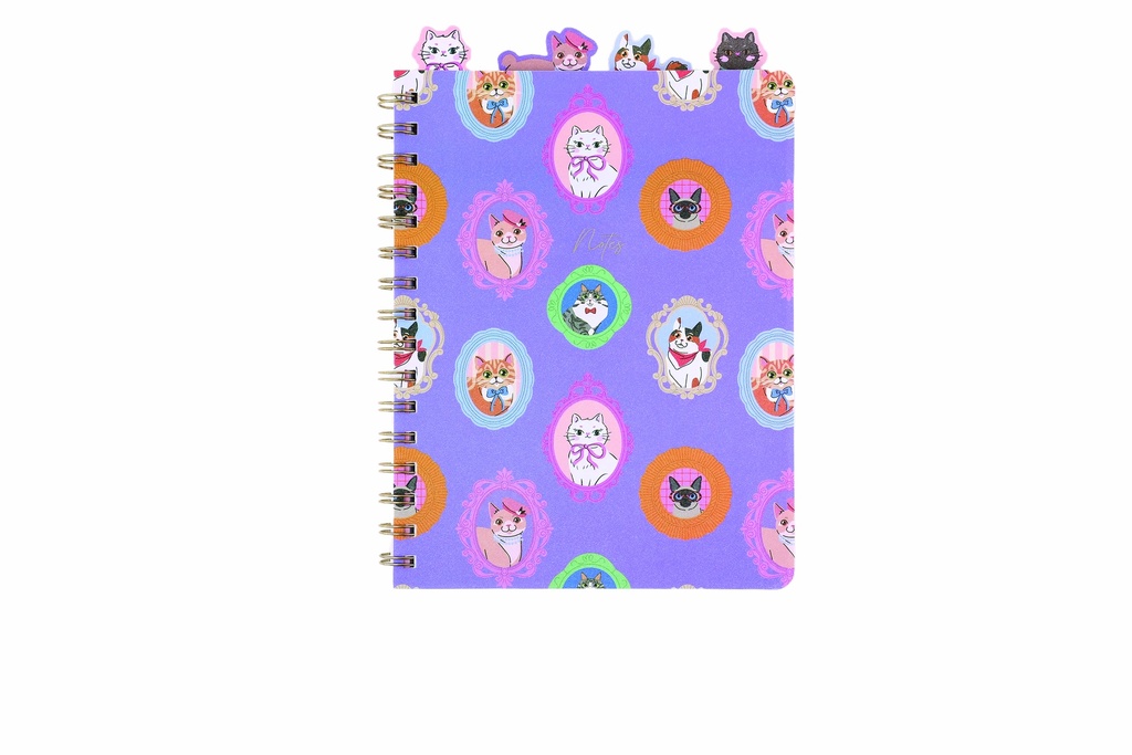 Libreta espiral gatitos tapa blanda cartulina 213 x 165 mm con 4 separadores