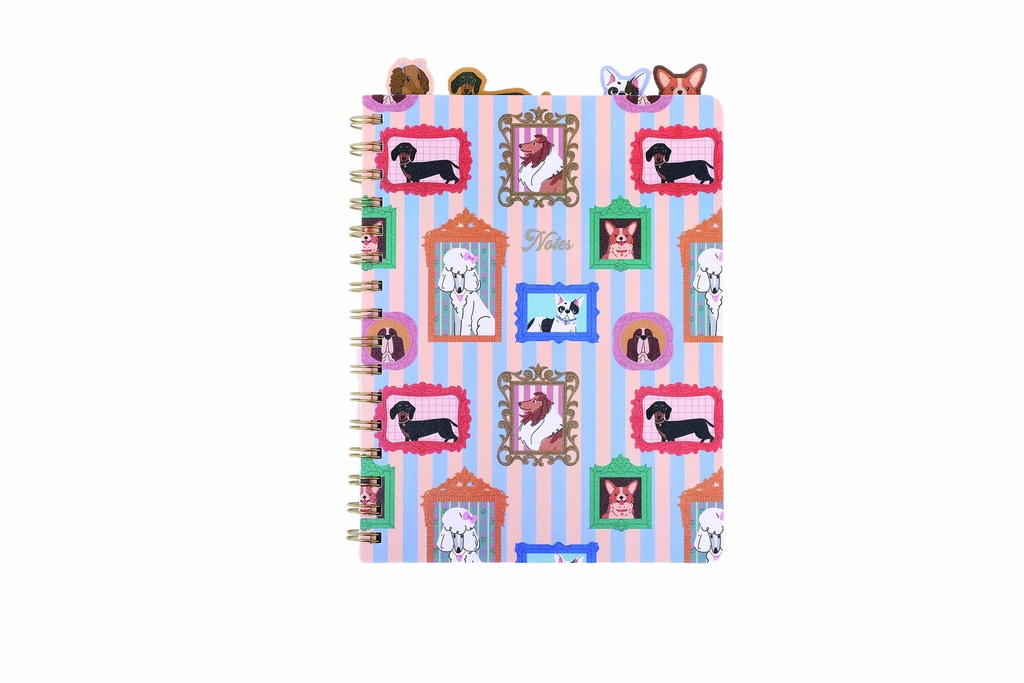 Libreta espiral perritos tapa blanda cartulina 213 x 165 mm con 4 separadores