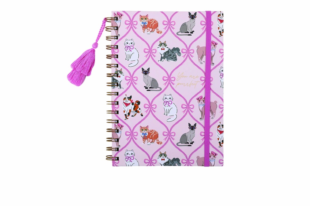 Libreta espiral gatitos tapa dura cartulina 210 x 148 mm con borla