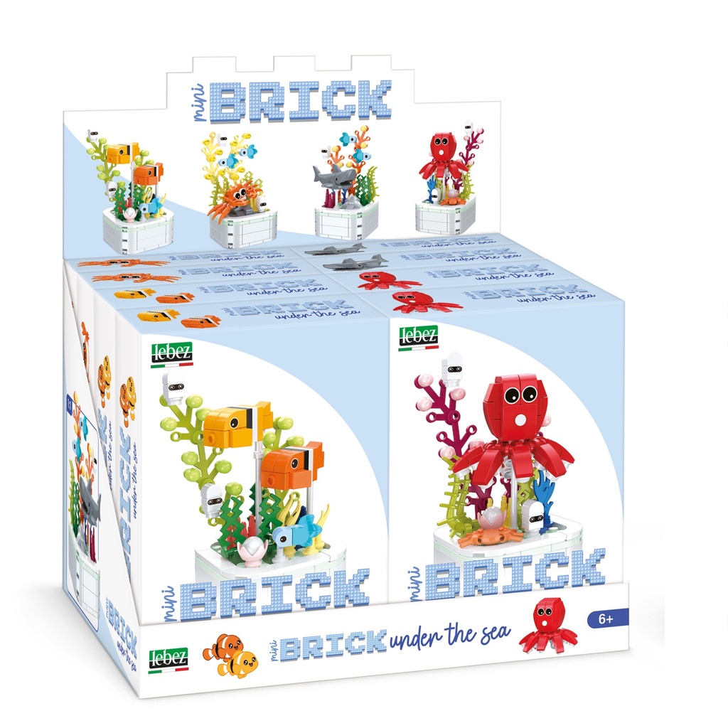 Bloques de construcción under the sea 4 diseños de 145 pcs en expositor con 8 uds