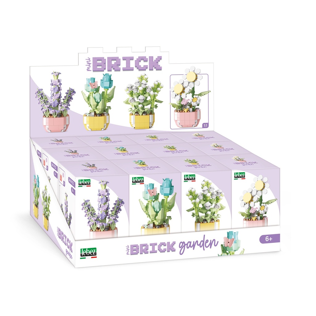 Bloques de construcción flores 4 diseños de 339 pcs en expositor con 12 uds