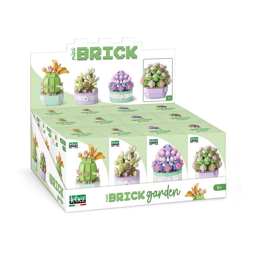 Bloques de construcción flores 4 diseños de 351 pcs en expositor con 12 uds