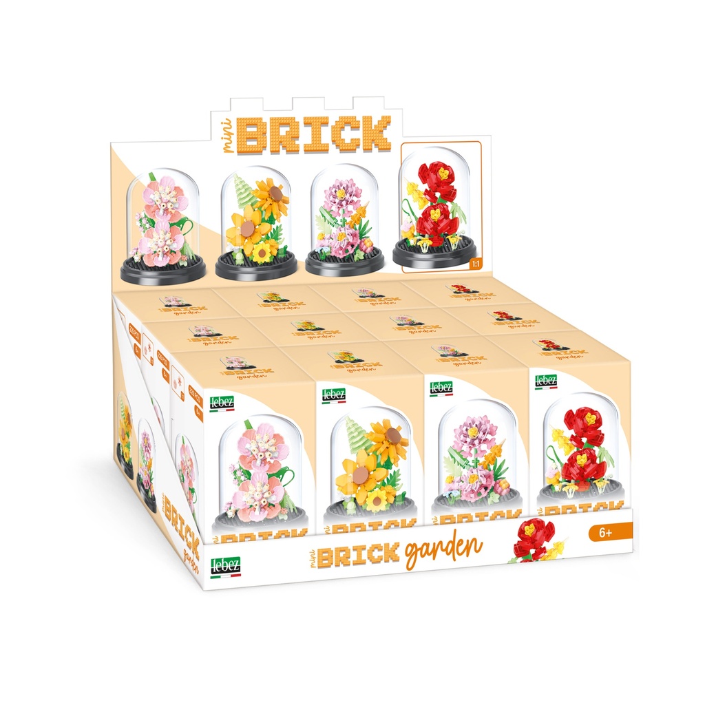 Bloques de construcción flores 4 diseños de 228 pcs en expositor con 12 uds