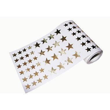 [1041090] Caja rollo 2.280 gomets estrellas grande y mediano oro
