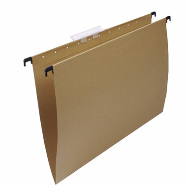[1240021] Caja 50 carpetas A4 V kraft natural visor superior 65 mm