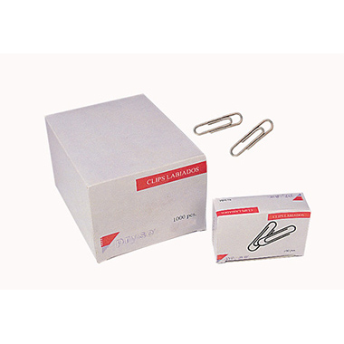 [1360110] Caja 10 cajitas 100 clips 28 mm níquel labiados