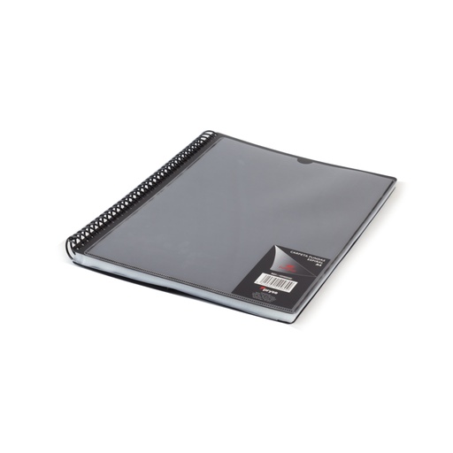 [4240240] Carpeta espiral 40 fundas A4 con bolsillo negra opaca