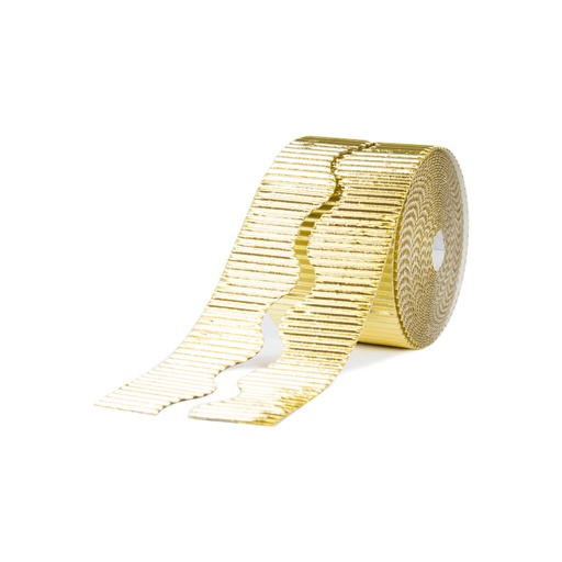 [5300052] Borde cartón ondulado oro metalizado 10 cm x (7.5 m x 2)