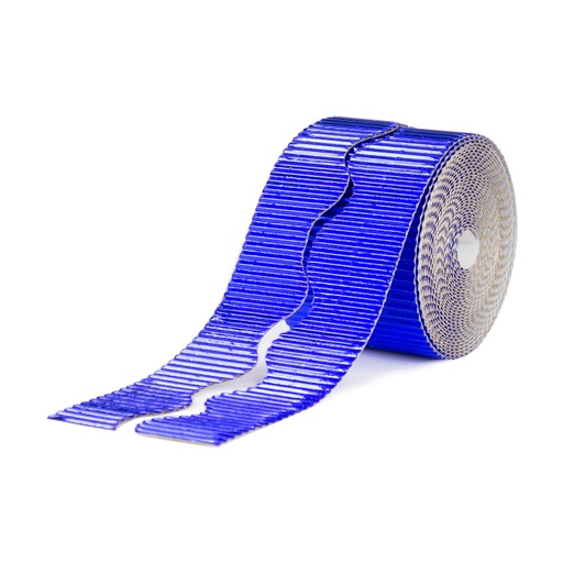 [5300053] Borde cartón ondulado azul metalizado 10 cm x (7.5 m x 2)