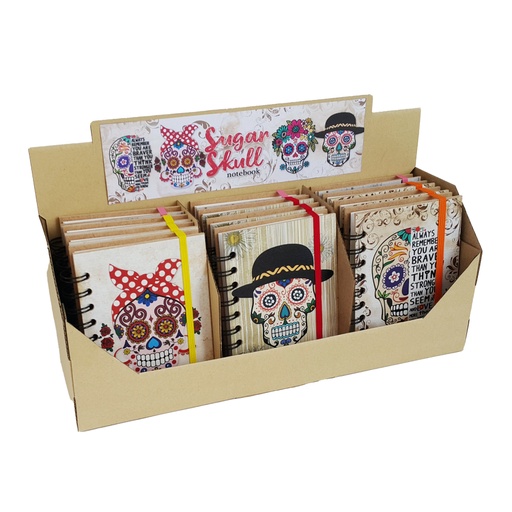 [8000006] Expositor 12 libretas 10.3 x 14 cm sugar skull papel 100 g 80 hojas