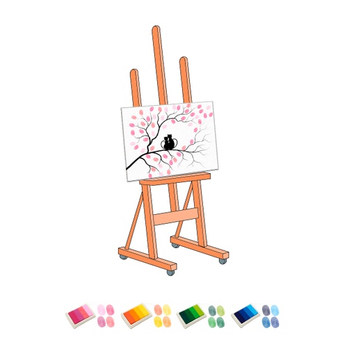 [8020010] 12 sets lienzo huellas para bodas gatitos con tintas