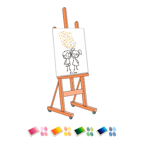 [8020020] 12 sets lienzo huellas para bodas M&M con tintas