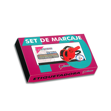 [1539329] Set de marcaje MX5500 azul con 12 rollos etiquetas naranja fluor removible