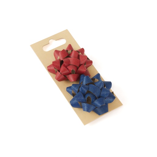 [3300001] Set 2 lazos ø 60 mm diámetro ancho cinta 10 mm papel kraft 100% reciclado Azul - Rojo