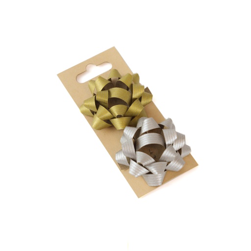 [3300002] Set 2 lazosø 60 mm diámetro ancho cinta 10 mm papel kraft 100% reciclado oro-plata