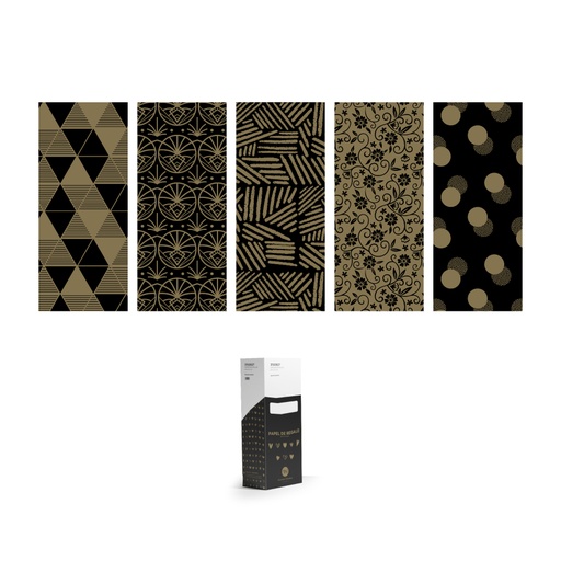 [3150027G] Expositor 50 rollos 0.7 x 2 m black & gold