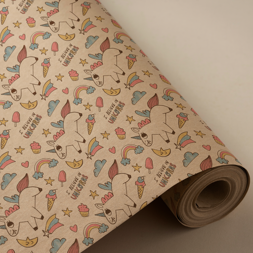 [3150295U] # Bobina 62 cm 4 kg 100% kraft reciclado unicornio dulce