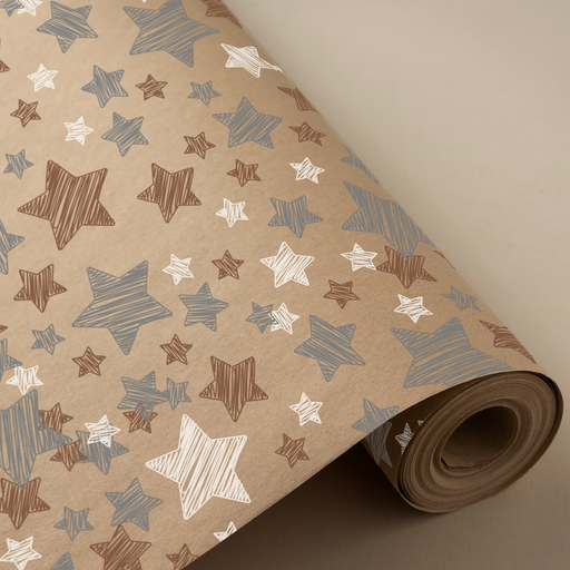 [3150297U] Bobina 62 cm 4 kg 100% kraft reciclado estrellas