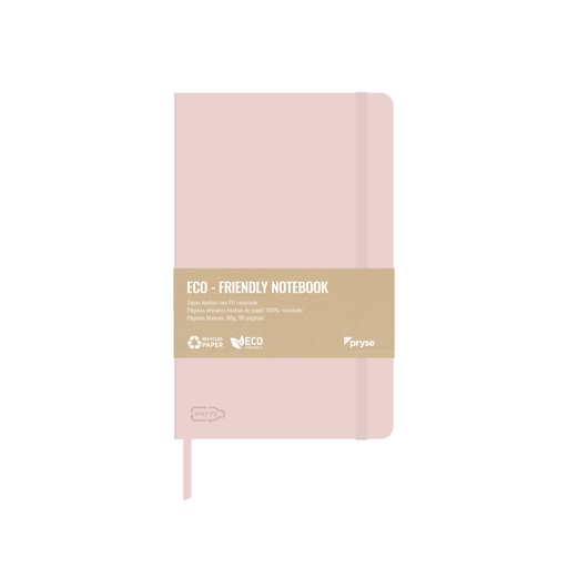 [8010004] Libreta tapa dura 80g 96 hojas blancas 130 x 208 mm rosa