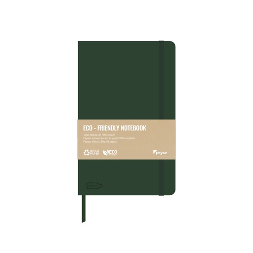 [8010012] Libreta tapa blanda 80g 96 hojas blancas 130 x 210 mm verde oscuro