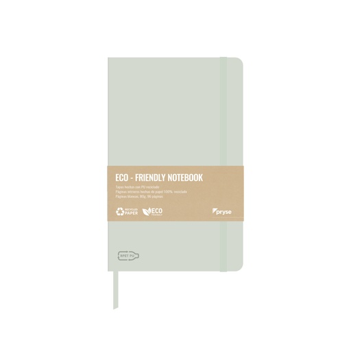 [8010013] Libreta tapa blanda 80g 96 hojas blancas 130 x 210 mm verde claro