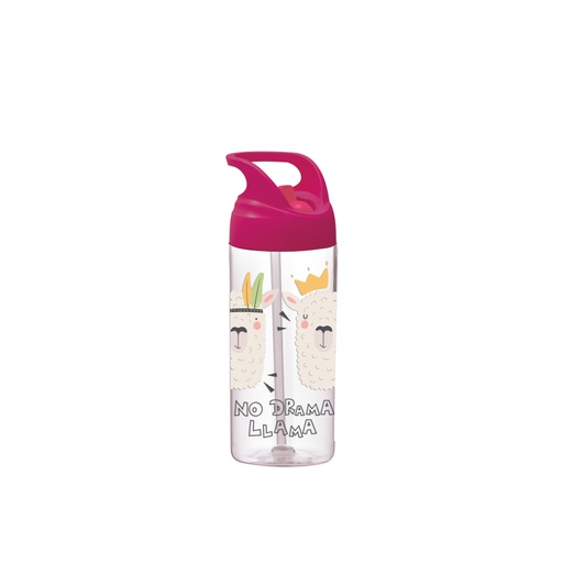 [0950201] Botella de Tritan con asa y pajita de 500 ml Llamas
