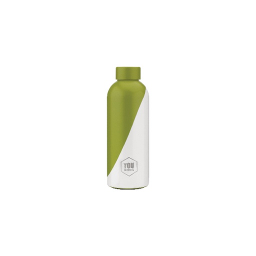 [0955051] Botella de Acero Inoxidable de 500 ml Dual Color Blanca/Verde Hoja