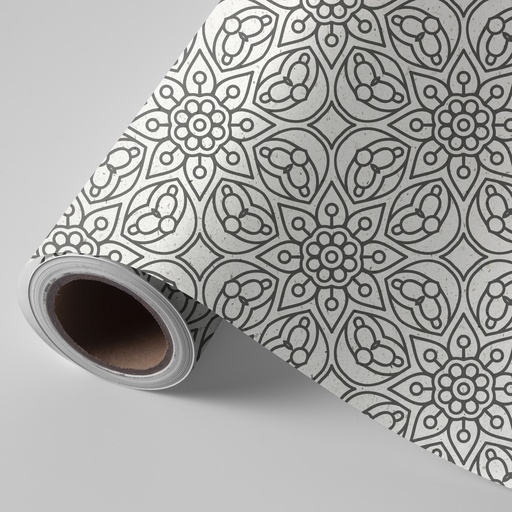[3150151V] Bobina 31 cm 2 kg papel caña de azúcar mandala marrón blanco